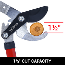 Load image into Gallery viewer, Vinka Heavy Duty Bypass Lopper | Precision Tree Branch Cutter with Hardened Carbon Steel Blade | Long Handle Garden Pruning Tool for Thick Branches | Ideal for Dry & Live Green Wood | Rust-Resistant Finish | (Red)