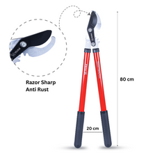 Load image into Gallery viewer, Vinka Heavy Duty Bypass Lopper | Precision Tree Branch Cutter with Hardened Carbon Steel Blade | Long Handle Garden Pruning Tool for Thick Branches | Ideal for Dry & Live Green Wood | Rust-Resistant Finish | (Red)