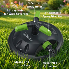 Load image into Gallery viewer, Vinka 360° Automatic Rotating Garden Sprinkler VARS-396 | 3 Adjustable Arms with Multi-Angle Spray | Strong and Durable Base | Wide Coverage up to 6.2m | For Efficient & Even Watering of Gardens and Lawns