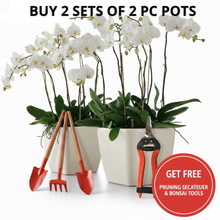 Load image into Gallery viewer, Vinka Super Luxury Outdoor Indoor Plant Pot Planter | Item Name : SQUARE BIG POT WHITE | Stunning Design High End Finish Flower Pot | 2 Pc Set