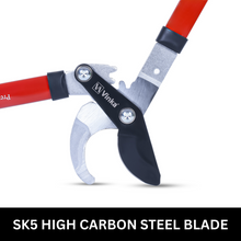 Load image into Gallery viewer, Vinka Heavy Duty Bypass Lopper | Precision Tree Branch Cutter with Hardened Carbon Steel Blade | Long Handle Garden Pruning Tool for Thick Branches | Ideal for Dry & Live Green Wood | Rust-Resistant Finish | (Red)