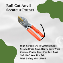 Load image into Gallery viewer, Vinka Steel Blade Heavy Duty Plant Cutter | 8" Length Hard Stem Scissor Razor Sharp Hand Pruning Anvil Shear | Item No: VAPS-032 | Garden Roll Cut Pruner | Branch Cutter, Tree Pruner(Orange and Silver) | Garden Pruner For Home Garden