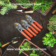 Load image into Gallery viewer, Vinka Steel Blade Heavy Duty Plant Cutter | 8" Length Hard Stem Scissor Razor Sharp Hand Pruning Anvil Shear | Item No: VAPS-032 | Garden Roll Cut Pruner | Branch Cutter, Tree Pruner(Orange and Silver) | Garden Pruner For Home Garden