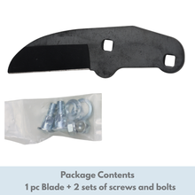 Load image into Gallery viewer, Black blade with screws and bolts on a white background