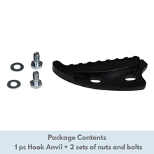 Load image into Gallery viewer, Black hook anvil with nuts and bolts on a white background