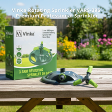 Load image into Gallery viewer, Vinka 360° Automatic Rotating Garden Sprinkler VARS-396 | 3 Adjustable Arms with Multi-Angle Spray | Strong and Durable Base | Wide Coverage up to 6.2m | For Efficient & Even Watering of Gardens and Lawns