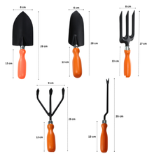 Load image into Gallery viewer, Gardening tools with measurements on a white background