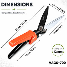 Load image into Gallery viewer, Garden shears with dimensions labeled on a white background