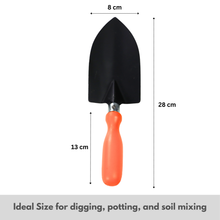 Load image into Gallery viewer, Garden trowel with dimensions labeled on a white background
