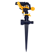 Load image into Gallery viewer, Sprinkler with black and yellow design on a white background
