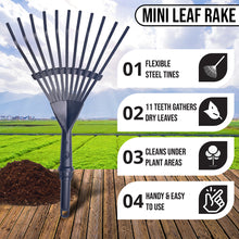 Load image into Gallery viewer, features of vinka mini leaf rake