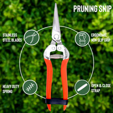 Load image into Gallery viewer, Vinka Pruning Snip Secateur Pruner | Item Code VAPS-10 | Garden Cutter Flower Fruit Snip | Stainless Steel Serrated 7.5" Blades