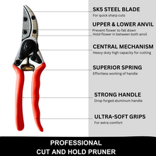 Load image into Gallery viewer, Vinka cut and hold pruning secateur rose cutter main features