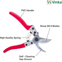 Load image into Gallery viewer, Vinka 8" (Inch) Pruning Shear Secateur Cutter Heavy Duty Item Code: VAPS-001 Garden Plant Cutter for Garden, Garden Scissors, Flower Cutter, Garden Tools for Home Garden. Bypass Type Hand Pruner, Branch Cutter Tree Branch, Garden Clipper