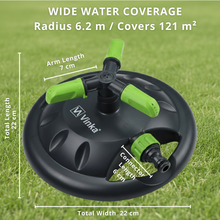 Load image into Gallery viewer, Vinka 360° Automatic Rotating Garden Sprinkler VARS-396 | 3 Adjustable Arms with Multi-Angle Spray | Strong and Durable Base | Wide Coverage up to 6.2m | For Efficient &amp; Even Watering of Gardens and Lawns

