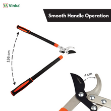 Load image into Gallery viewer, Vinka Heavy Duty Telescopic Anvil Lopper VAL-016 – Premium Garden Branch Cutter with SK-5 High Carbon Steel Blade, Extendable Handle, Modern Ergonomic Design, 2&quot; Thick Branch Cutting Capacity, Tree Pruner
