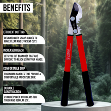 Load image into Gallery viewer, Vinka Mini Bypass Lopper VAL-012 – Gear Powered, Sharp Blades, Heavy Duty Cutter with Anti-Slip Rubber Grip, Ideal for Small Gardens, Urban &amp; Terrace Gardening, Tree Pruner and Trimmer (Red)
