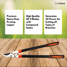Load image into Gallery viewer, Vinka Heavy Duty Telescopic Anvil Lopper VAL-016 – Premium Garden Branch Cutter with SK-5 High Carbon Steel Blade, Extendable Handle, Modern Ergonomic Design, 2&quot; Thick Branch Cutting Capacity, Tree Pruner

