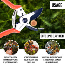 Load image into Gallery viewer, Vinka Cut n Hold Heavy Duty Secateur Pruner | Rose Cutter | Item No. VAPS-014 | Professional Hand Manual Pruner for Harvesting Rose, Flowers Fruits Vegetables |
