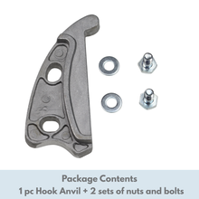 Load image into Gallery viewer, Metal hook anvil with nuts and bolts on a white background
