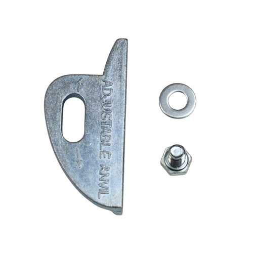Metal adjustable anvil with washer and bolt on a white background