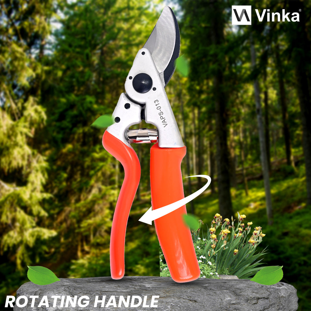 Vinka Rotating Handle Pruner | Item Code VAPS-013 | Steel Blades Ultra Sharp Cuts For Long Working | Avoids Pain To Fingers | Professional Secateur Garden Cutter