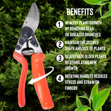 Load image into Gallery viewer, Vinka Rotating Handle Pruner | Item Code VAPS-013 | Steel Blades Ultra Sharp Cuts For Long Working | Avoids Pain To Fingers | Professional Secateur Garden Cutter
