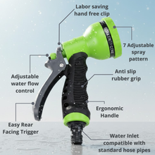 Load image into Gallery viewer, Features of the 7 pattern hose nozzle water spray gun VANG-321 Heavy duty 
