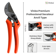 Load image into Gallery viewer, Vinka Professional Secateur Anvil Type Features
