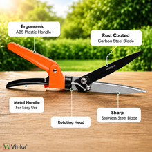 Load image into Gallery viewer, Gardening shears with labeled features on a wooden surface with a blurred green background
