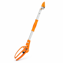 Load image into Gallery viewer, Orange and silver telescopic pruner on a white background

