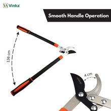 Load image into Gallery viewer, Gardening pruner with a compound mechanism with smooth handle operation highlighted on a white background

