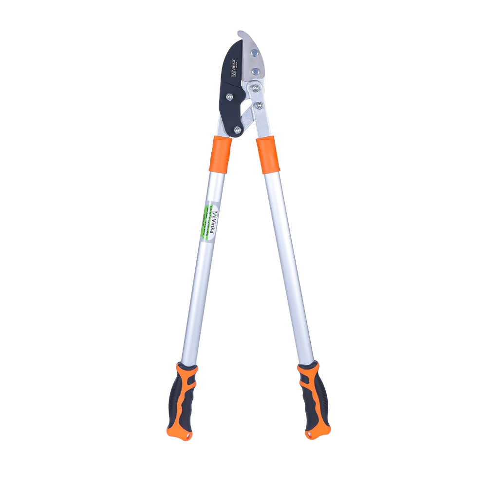 Gardening pruner with orange and black non slippery handles 