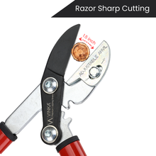 Load image into Gallery viewer, Pruning shear with a focus on sharp cutting feature, brand 'VINKA' visible.
