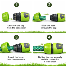 Load image into Gallery viewer, Step-by-step guide on how to connect a garden hose with connector
