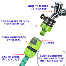 Load image into Gallery viewer, Quick Connector will only fit into 1/2 inch tap adapter

