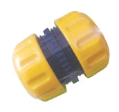 A yellow hose mendor with a black inner lining, designed for quick connecting multiple hoses.